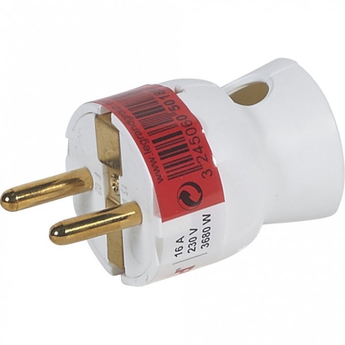 Вилка LEGRAND 2К+3 серия Элиум 16 А пластик нижний ввод белый 050188