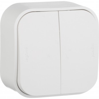 Выключатель LEGRAND двухклавишный 10 A 250 B Quteo IP 20 Белый