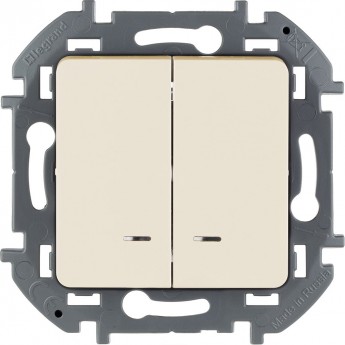 Выключатель двухклавишный LEGRAND INSPIRIA с подсветкой/индикацией 10 AX 250 В слоновая кость Выключатель двухклавишный LEGRAND INSPIRIA с подсветкой/индикацией 10 AX 250 В слоновая кость